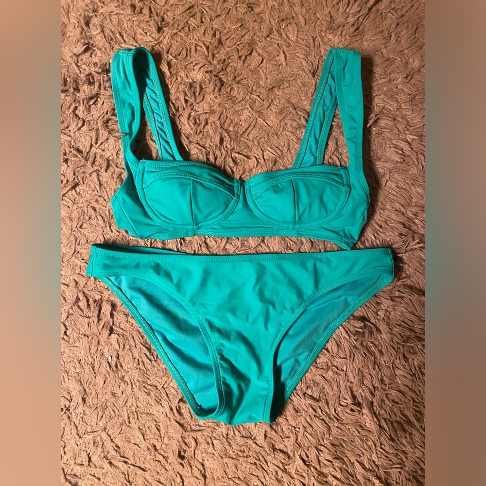 Xhilaration Green Bikini Set with Sweetheart Neckline